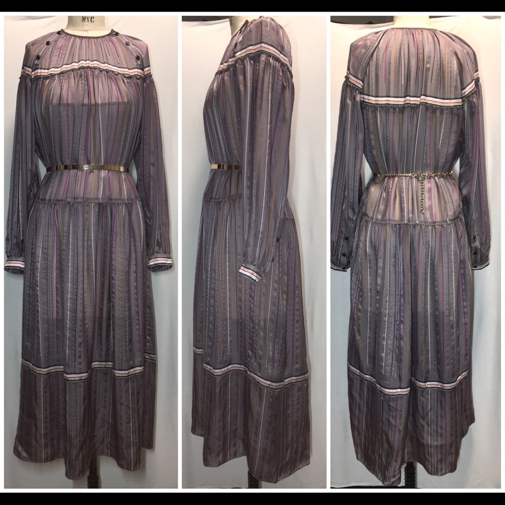 Rag & Bone Silk Stripe Dress Long Sleeves